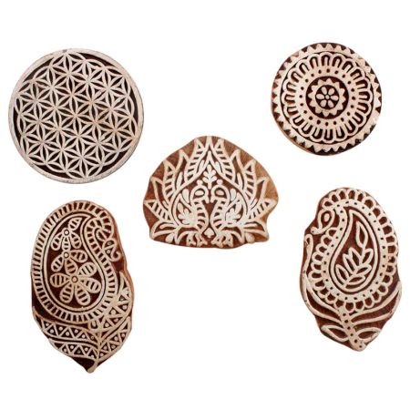 Set of 5 Piece New Mix Wooden Printing Blocks